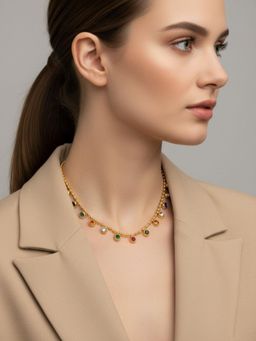 RACHIVA - 18K Gold Plated Multi-Color Zircon Stone Necklace