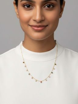 RACHIVA - 18K Gold Plated Multi-Color Zircon Station Necklace