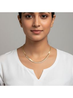 RACHIVA - 18K Gold Plated White Zircon Studded Herringbone Necklace
