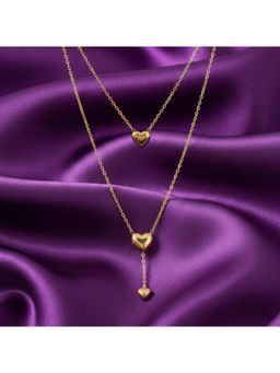 RACHIVA - 18K Gold Plated Layered Heart Drop Necklace