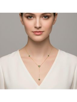 RACHIVA - 18K Gold Plated Green Emerald Heart Drop Necklace