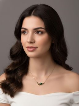 RACHIVA - 18K Gold Plated Heart Green Charm Necklace