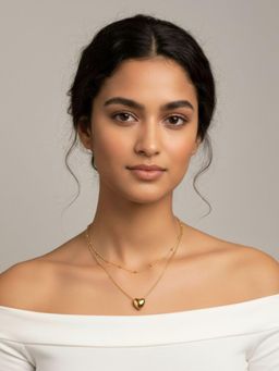 RACHIVA - 18K Gold Plated Double Layer Heart Necklace
