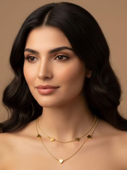 RACHIVA - 18K Gold Plated Double Layer Heart Necklace