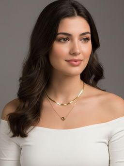RACHIVA - 18K Gold Plated Dual Layer Heart Necklace