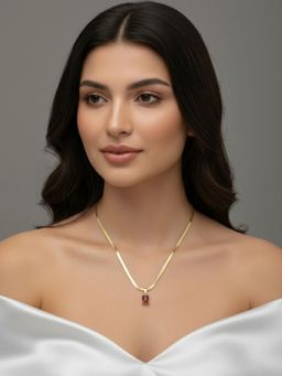 RACHIVA - 18K Gold Plated Red Zircon Pendant Necklace