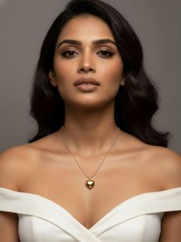 RACHIVA - 18K Gold Plated Puffy Heart Pendant Necklace
