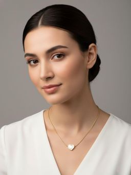 RACHIVA - 18K Gold Plated Off White Mother Of Pearl Heart Pendant Necklace