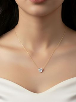 RACHIVA - 18K Gold Plated White Zircon Heart Pendant Necklace