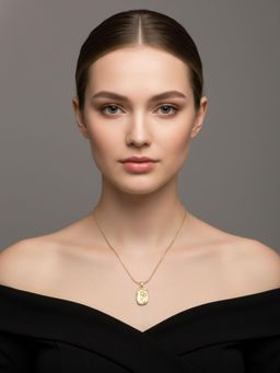 RACHIVA - 18K Gold Plated Embossed Rose Pendant Necklace