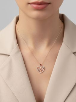 RACHIVA - 18K Rose Gold Plated White Heart Filigree Zircon Necklace
