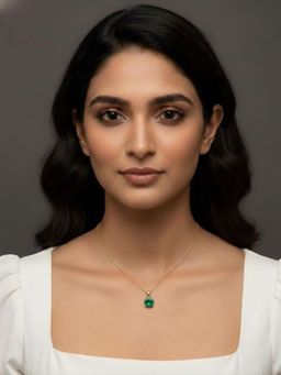 RACHIVA - 18K Gold Plated Emerald Green Solitaire Necklace