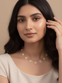 RACHIVA - 18K Gold Plated White Pearl Floral Necklace