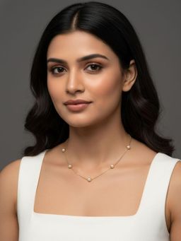 RACHIVA - 18K Gold Plated White Pearl Station Necklace