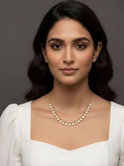 RACHIVA - 18K Gold Plated White Bezel Set Zircon Necklace
