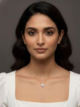 RACHIVA - 18K Gold Plated White Clover Zircon Necklace