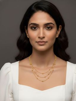 RACHIVA - 18K Gold Plated Triple Layer Bead Necklace