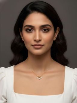RACHIVA - 18K Gold Plated White Triple Heart Necklace