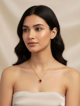 RACHIVA - 18K Gold Plated Red Heart Zircon Necklace