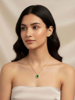 RACHIVA - 18K Gold Plated Green Heart Zircon Necklace