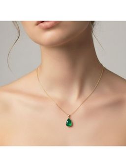 RACHIVA - 18K Gold Plated Green Emerald Pear Zircon Pendant Necklace