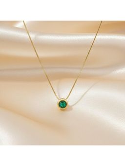 RACHIVA - 18K Gold Plated Green Round Zircon Snake Chain Necklace