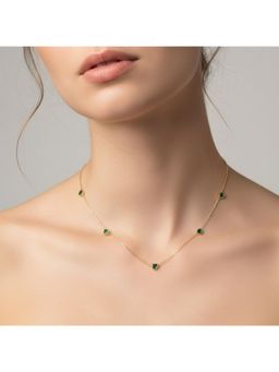 RACHIVA - 18K Gold Plated Green Emerald Cut Zircon Solitaire Necklace