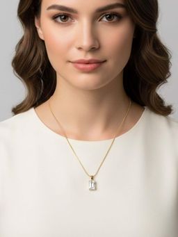 RACHIVA - 18K Gold Plated White Cut Zircon Solitaire Necklace