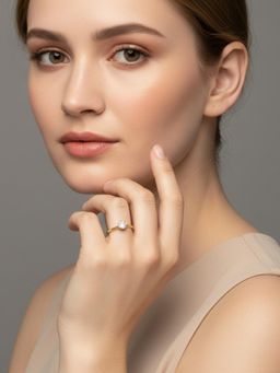 RACHIVA - 18K Gold Plated White Cz Solitaire Ring