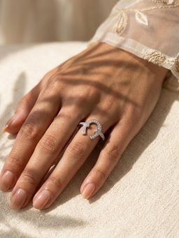 Ornate Jewels - 925 Silver Rhodium Plated White American Diamond Eternal Sparkle Ring