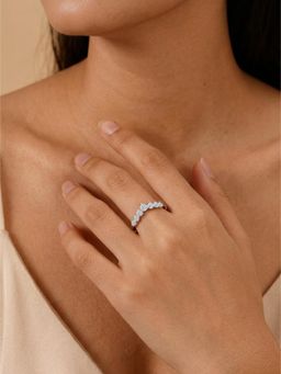 Ornate Jewels - 925 Silver Rhodium Plated White American Diamond Celestial Sparkle Ring