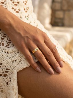 Ornate Jewels - 925 Silver Gold White American Diamond Glimmer Twist Solitaire Ring