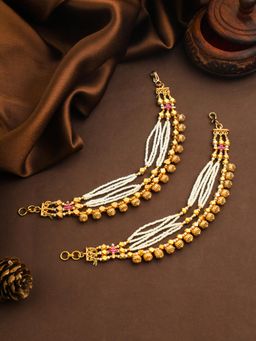 ZEWEL WORKS - Multi-Color Stunning Gold Pearl Earchains