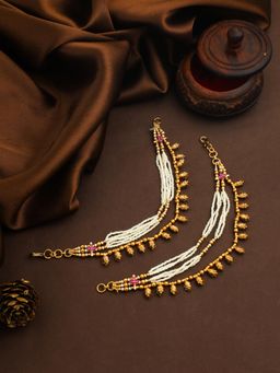 ZEWEL WORKS - Multi-Color Stunning Gold Pearl Earchains