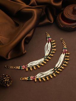 ZEWEL WORKS - Multi-Color Stunning Gold Pearl Earchains
