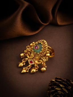 ZEWEL WORKS - Mint Multi-Color Ruby Gold Cocktail Ring