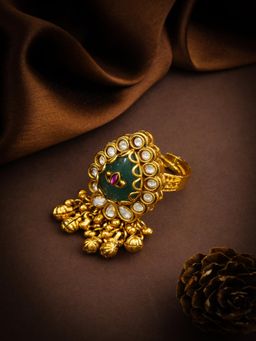 ZEWEL WORKS - Multi-Color Mint Ruby Gold Cocktail Ring