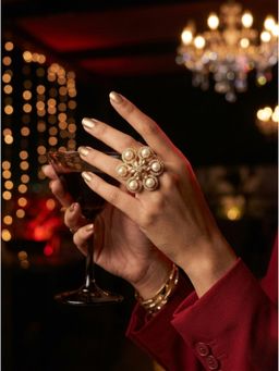 ZEWEL WORKS - White Pearl Cocktail Ring