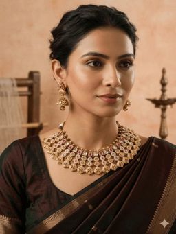 ZEWEL WORKS - Multi-Color Stones Necklace with Earrings