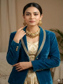 ZEWEL WORKS - Multi-Color Stones Necklace with Earrings