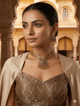 ZEWEL WORKS - Multi-Color Stones Necklace with Earrings