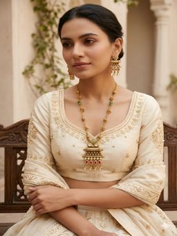 ZEWEL WORKS - Multi-Color Stones Necklace with Earrings