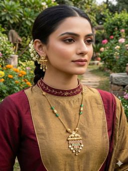 ZEWEL WORKS - Multi-Color Stones Necklace with Earrings