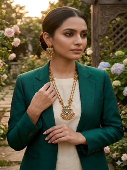 ZEWEL WORKS - Multi-Color Stones Necklace with Earrings