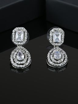 Estele - CZ Rhodium Plated Drop and Dangler Earrings for Women