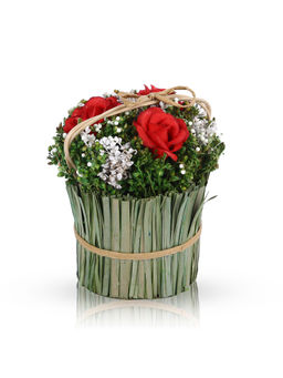 HomeTown - Aura Polyester and Natural Dried Flower Floral Arrangements in Red By Living Essence