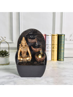 HomeTown - Impression Polyresin Meditating Shiva Fountain 13X18Cm In Gold Colour