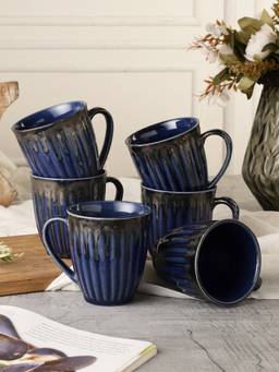 Miah Decor - Studio Pottery Smoky Topaz Mugs- Set of 6