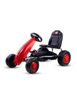 BAYBEE - Red Pedal Go Kart Racing Ride On Toy Car for Baby with Curved Seat Baby Tricycle