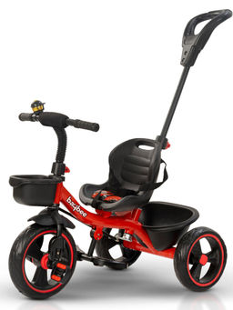 BAYBEE - Red Tricycle Smart Baby Trike Cycle with Adjustable Parental Handle, Front